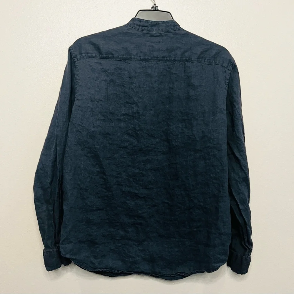 Caribbean Joe Men's Linen Casual Button Down Shirt Blue Size XL
